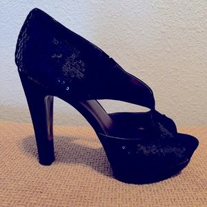 Black bedazzled heels Elegant